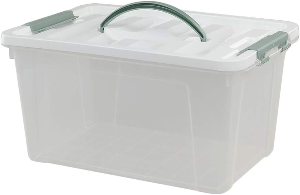 Saedy 14 Quart Latching Plastic Storage Bin with Lid for Organized Spaces