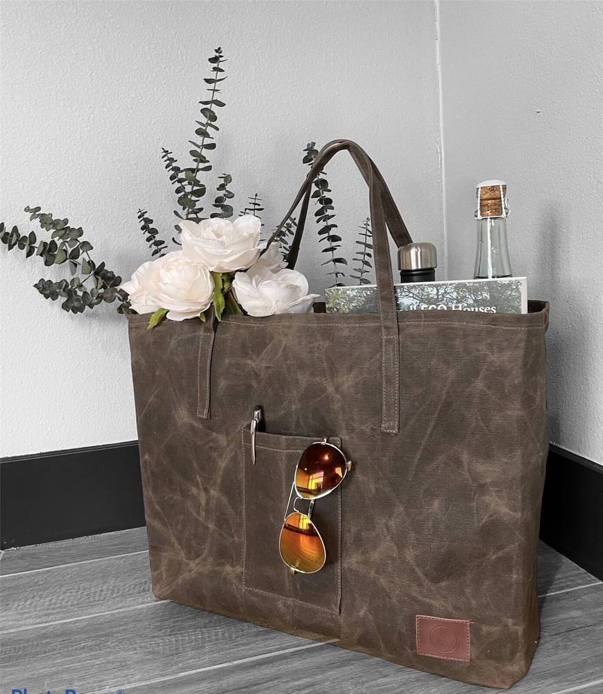 Waxed Canvas Tote Bag, Grocery Shopping, Market bag, Strong Materials for women