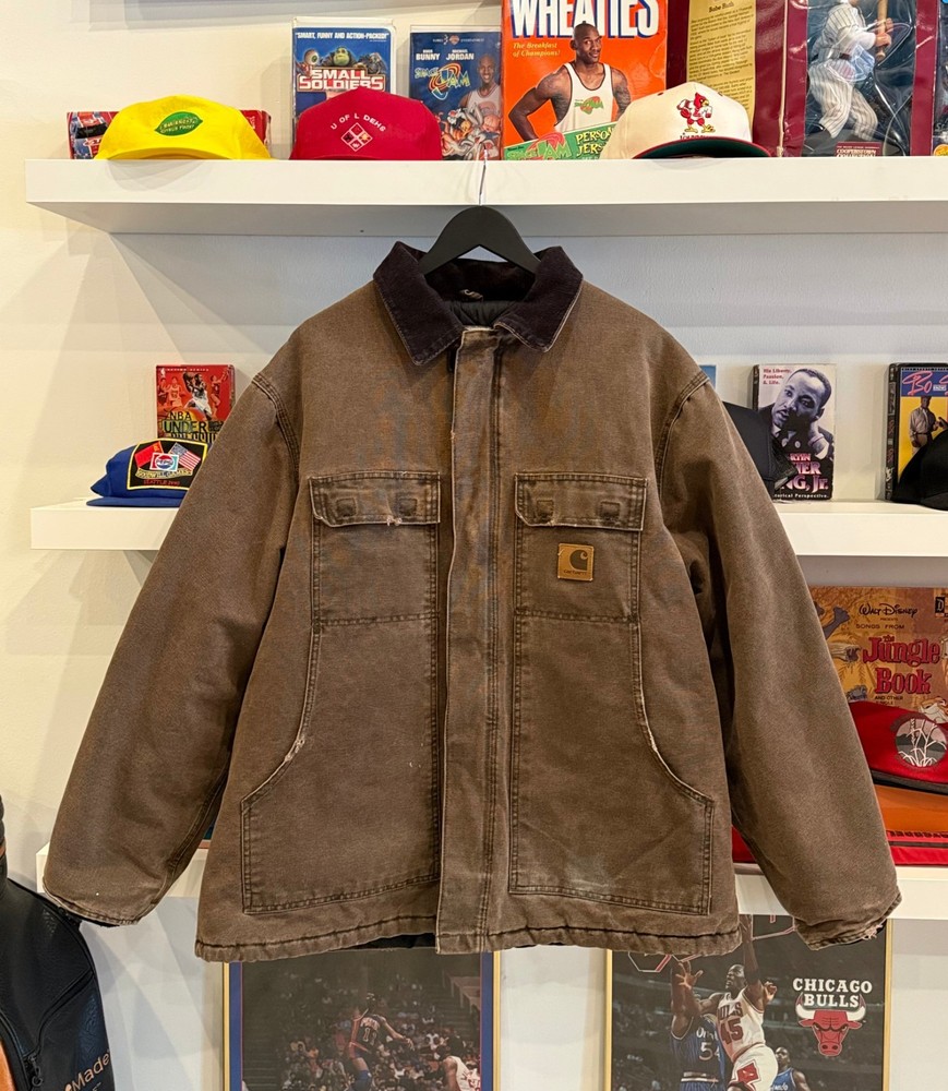 Vintage Carhartt Chestnut Brown Sandstone Duck Canvas Chore Jacket Coat Sz  XL