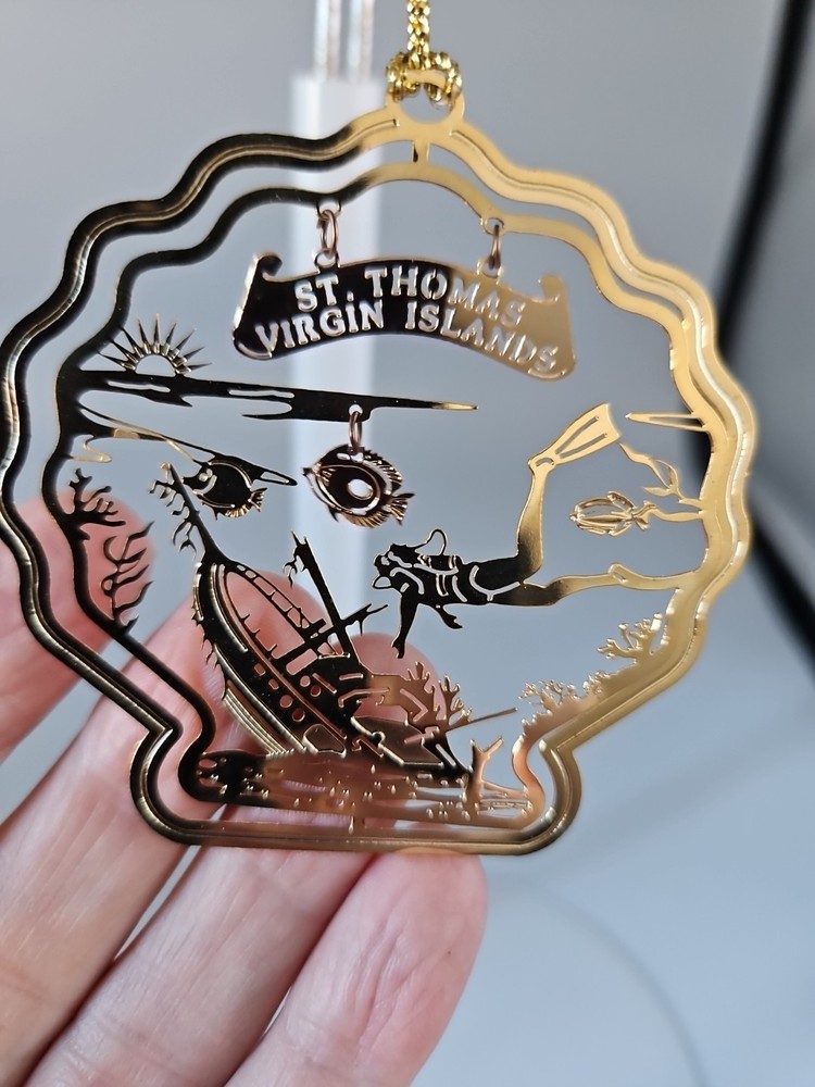 Nation's Treasures St. Thomas Christmas Ornament Genuine 24K Gold Flashed Brass