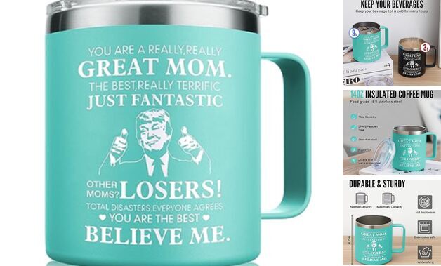 Gifts for Mom from Daughter Son, Funny Coffee Mug, Green Great Mom-14oz