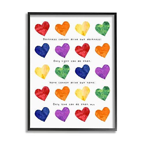 Only Love Can MLK Quote Children's Diversity Hearts Black Framed Wall Art, 11...