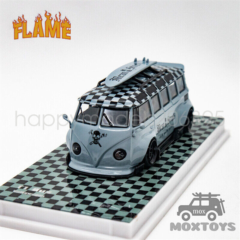 1:64 Flame Model T1 Kombi dusty blue Diecast Model Car Collection