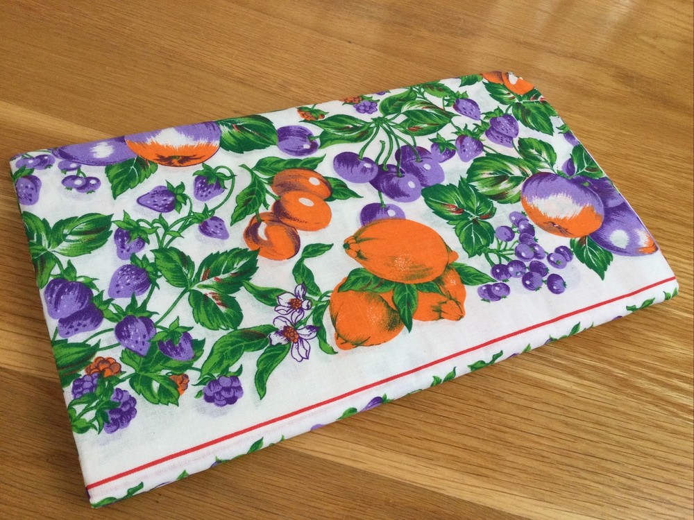 Vintage Orange & Grapes Fall Fruit Rectangular Tablecloth for Picnic