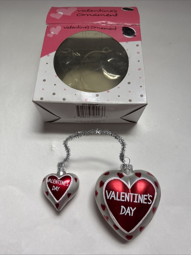 Double Heart Red White Valentine's Day Love Plastic Ornaments for Decor-image