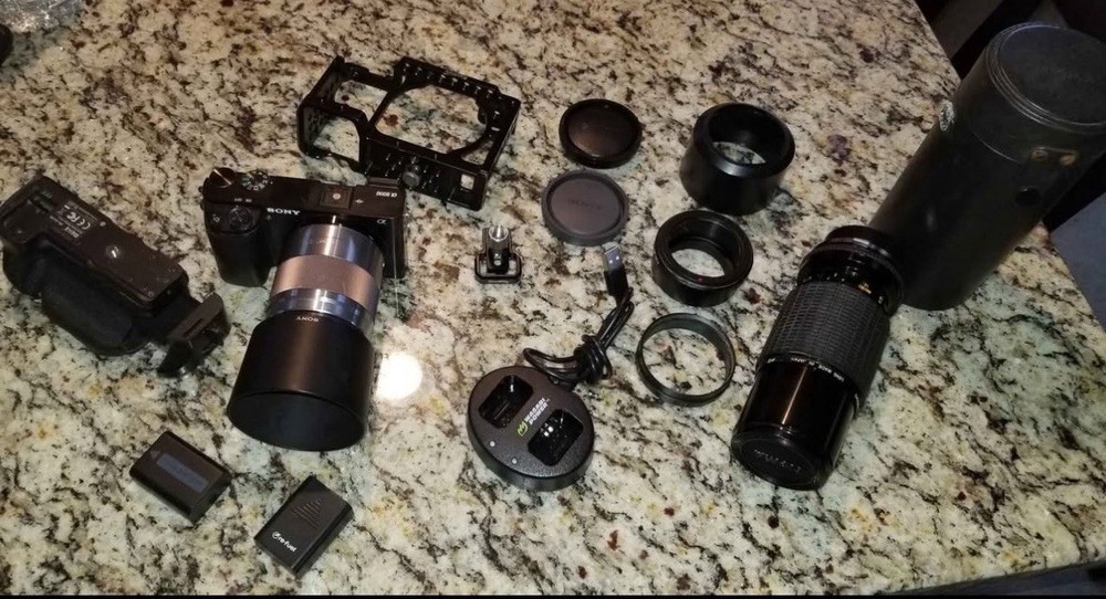 Sony A6000 Camera Bundle with 2 Lenses, Charger, and 2 Batteries