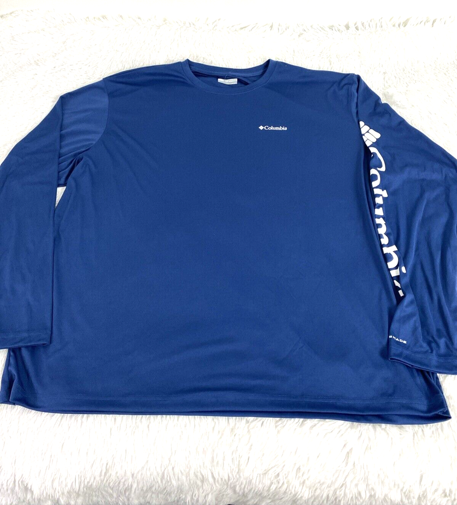 Columbia Men’s Blue Plus Size 4X Omni-Shade Long Sleeve UPF 50 Shirt