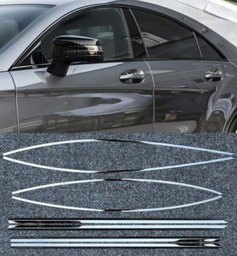 Black Steel Windows Strip Sill Molding Cover Trim For Benz CLS W218 2012-2017