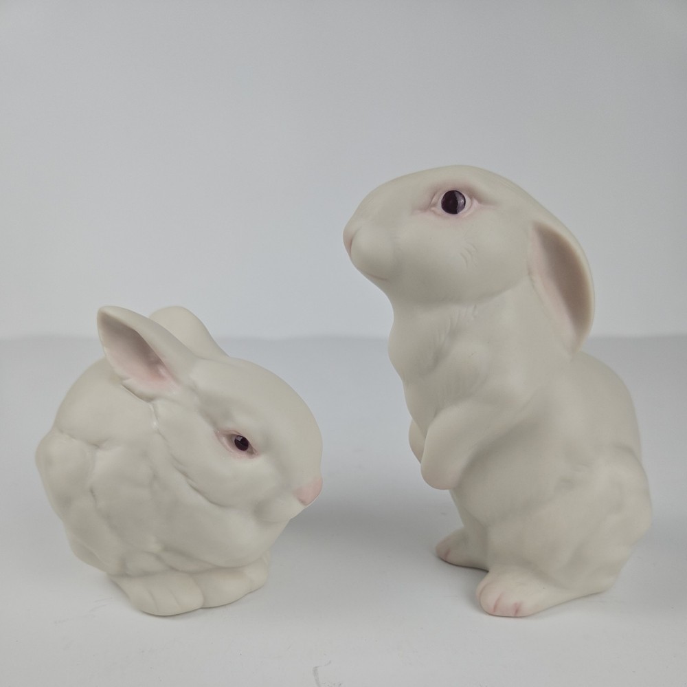 Pair Of Porcelain Cybis Bunny Figurines Excellent