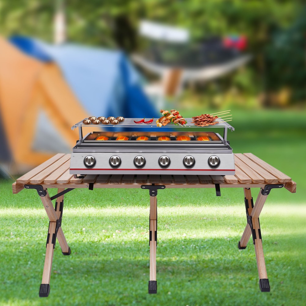 6 Burner Gas BBQ Grill Stainless Steel Barbecue Table Top Grill Outdoor Cooking