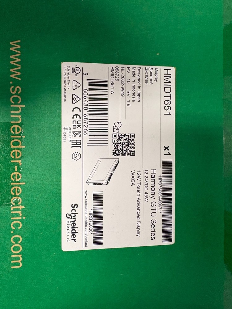 Schneider Electric Harmony GTU HMI - Item# HMIDT651 Brand New in a Factory Box