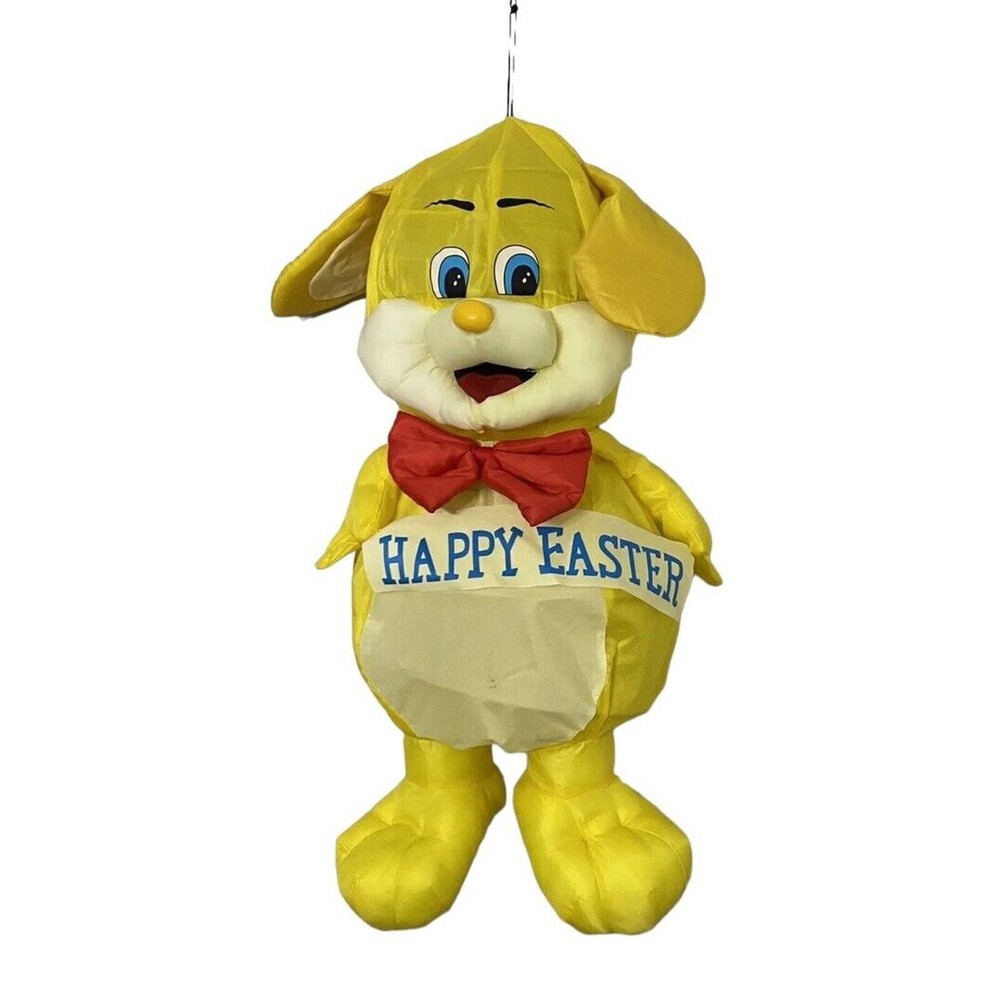 Gemmy Hanging Wired Easter Bunny Decoration Happy Easter Yellow Rabbit Size 24”