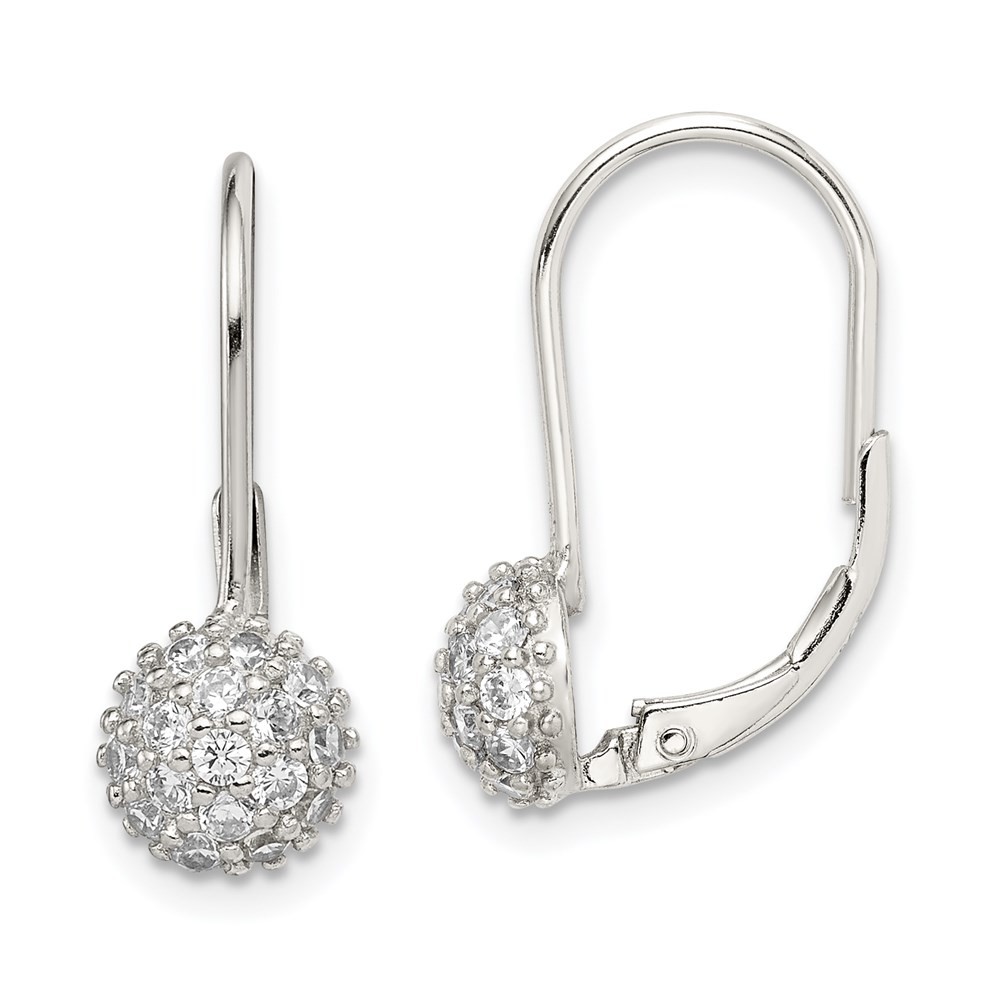 Sterling Silver Rhodium-plated Cubic Zirconia Leverback Drop & Dangle Earrings