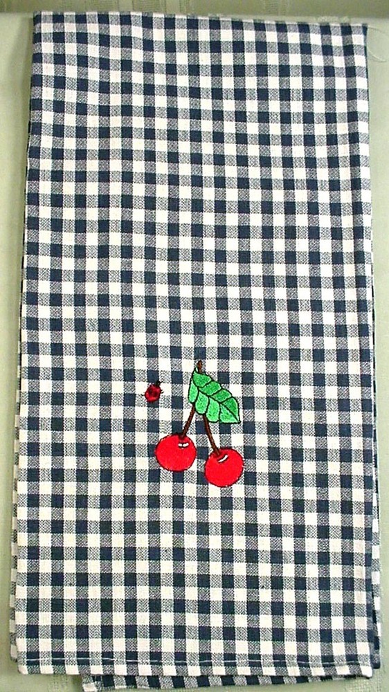 20x30 Embroidered Checked Cotton Tea Towel - New