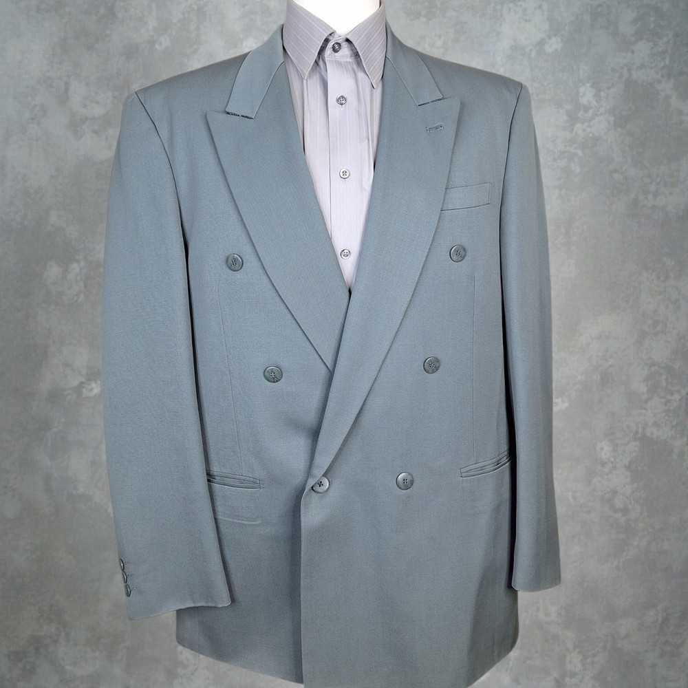 Unbranded Blazer Mens 42L Sage Green Double Breasted Wool