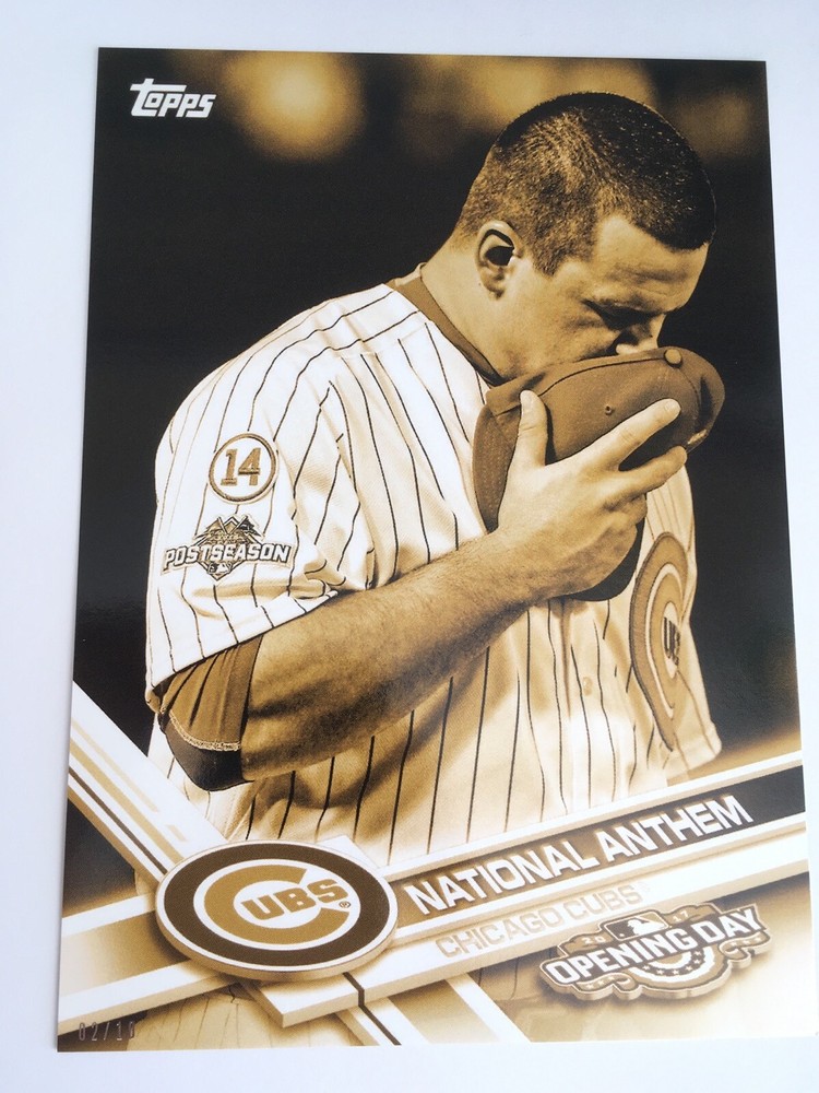 2017 Topps Opening Day National Anthem 5x7 Kyle Schwarber Cubs Gold 07/10