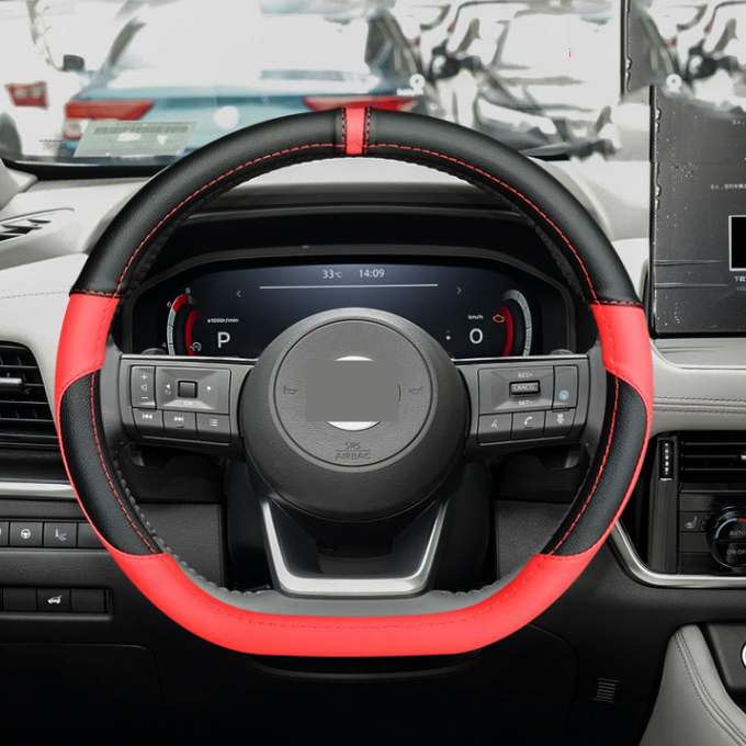 Car Black&red Steering Wheel Trim For 2022-24 Nissan Pathfinder Auto Accessories
