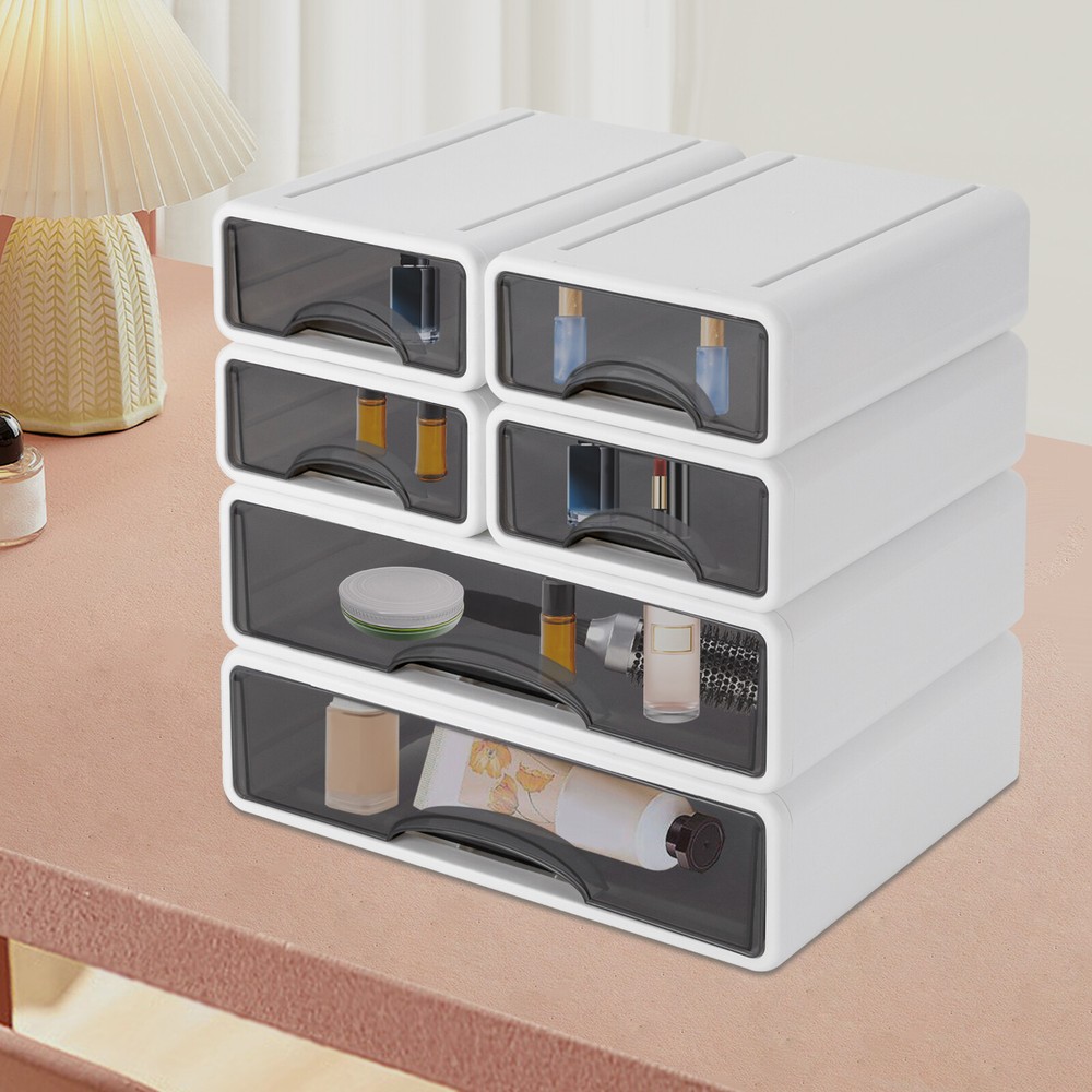 6-Drawer Stackable Plastic Office Storage Box Organizer