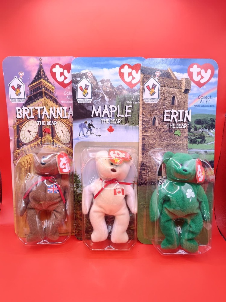 Ty Beanie Babies International Bears - Set of  McDonald’s 1999 New in Box RARE!