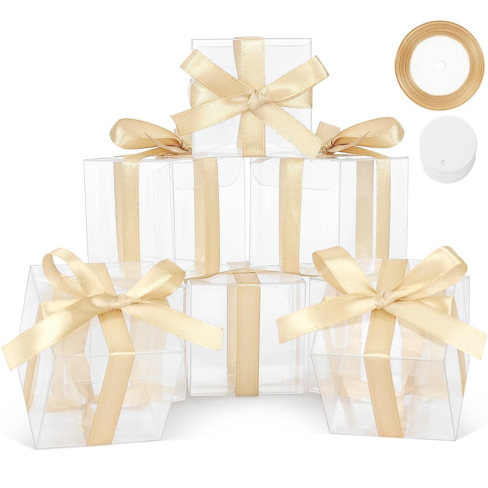 120 Pcs Clear Boxes for Favors, 3x3x3 Inches Clear Gift Boxes PET Material Pa...