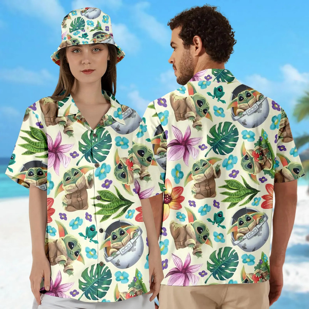 Yoda With Flowers 3D HAWAII SHIRT US Size Best Price Father Day Gift Mom Gift-image