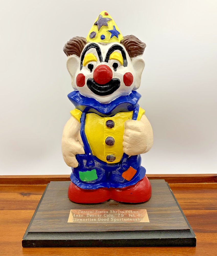 Vintage 1970's Clown Award Trophy Shrine Clown Association Clownettes 1st Place