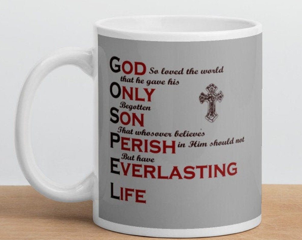John 3:16 Scripture White Glossy Coffee Tea Mug Cup