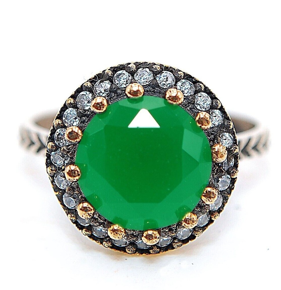 3CT Treated Emerald Ottoman Empire Style Sterling Silver Ring Sz 9 HB1-7