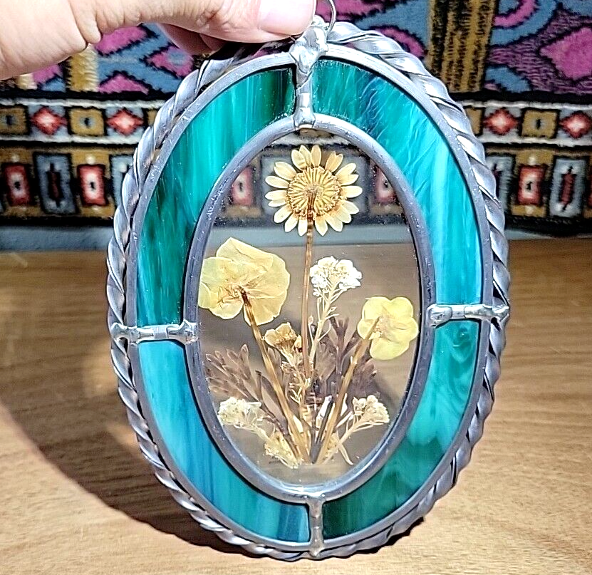 Lasting Impressions Made In USA Glass Real Pressed Flowers Suncatcher