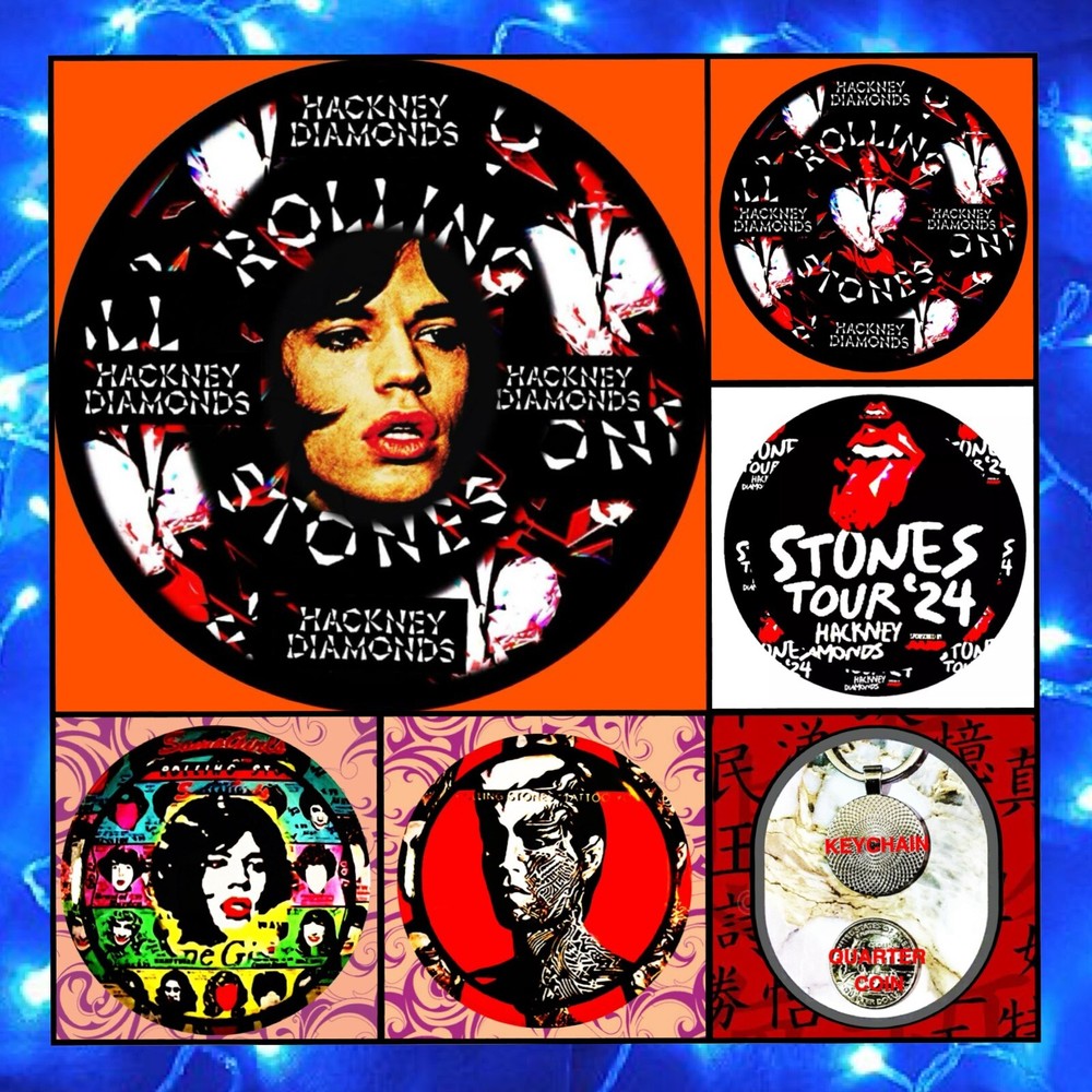THE ROLLING STONES 🇬🇧HACKNEY DIAMONDS 2024 TOUR🇨🇦FIVE RHODIUM KEYCHAINS 🇺🇸