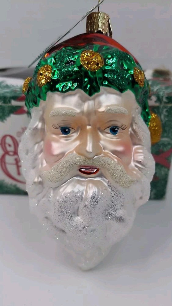 Old World Christmas Festive Father Face Head Holiday Ornament Santa Claus Merck