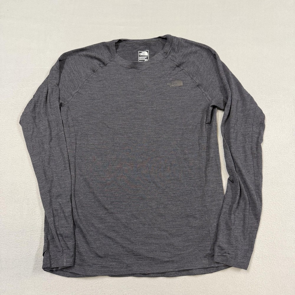 The North Face Shirt Mens Medium Gray Long Sleeve Raglan Hiking Performance Top