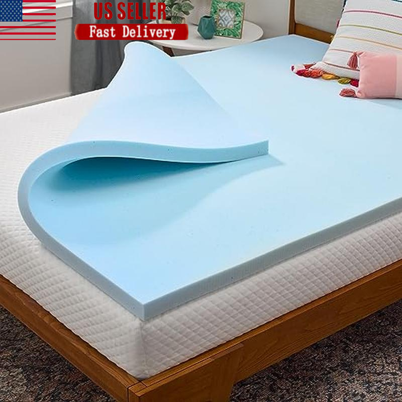 Memory Foam Mattress Topper 2 In Gel Infused Cooling Pressure Relief King New