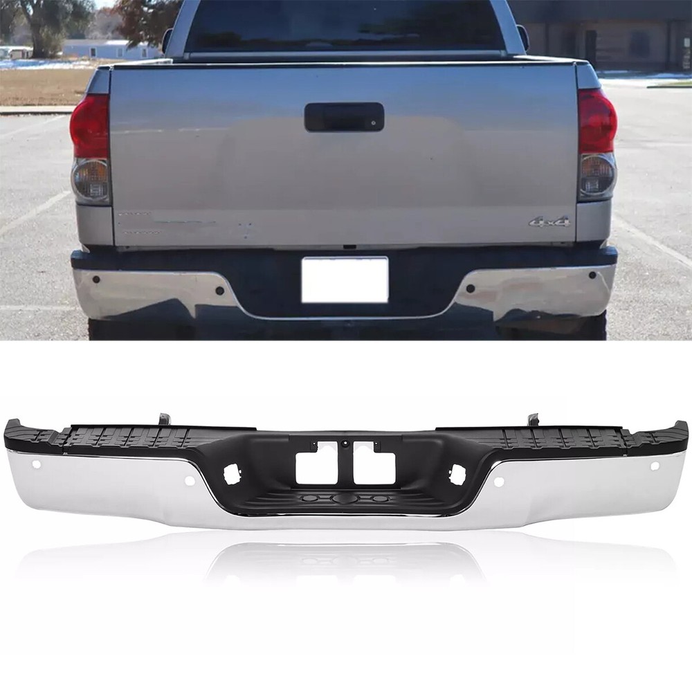 Chrome Rear Step Bumper Assembly For 2007-2013 Toyota Tundra W/ Sensor Hole