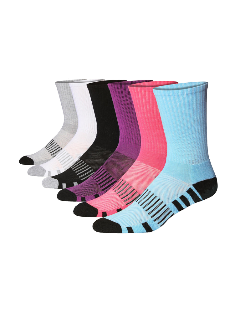 JAMES FIALLO Mens 6-Pack Cushioned Crew Performance Socks for Comfort  