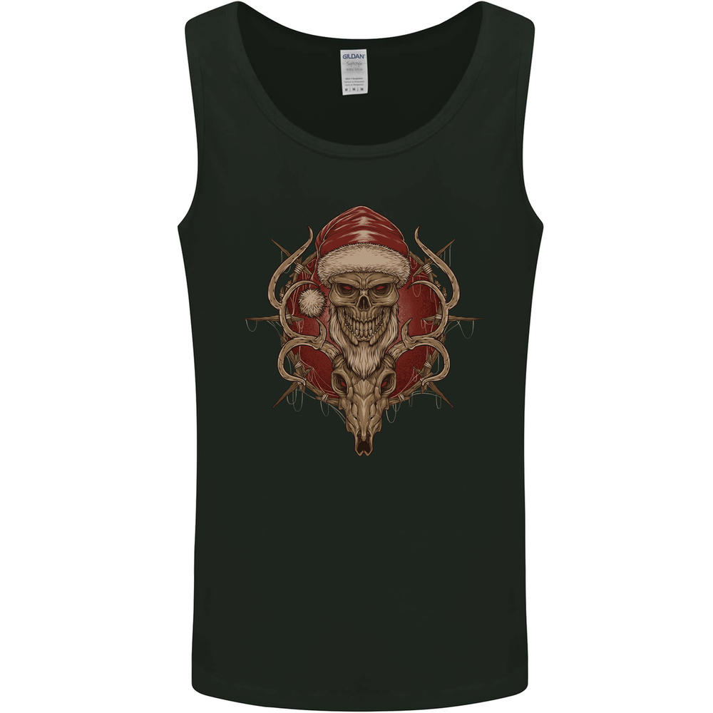 Christmas Reindeer Santa Skull Gothic Xmas Mens Vest Tank Top
