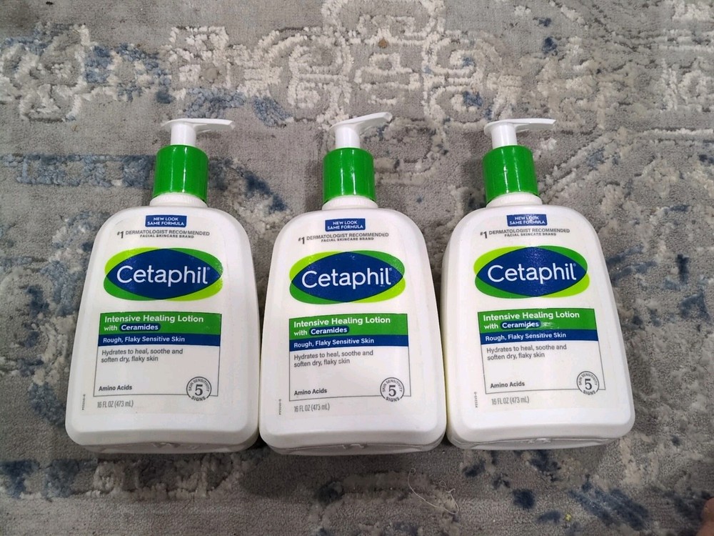 3-Pack Cetaphil Intensive Healing Lotion with Ceramides for Dry Rough Flaky Skin 16 oz Each  