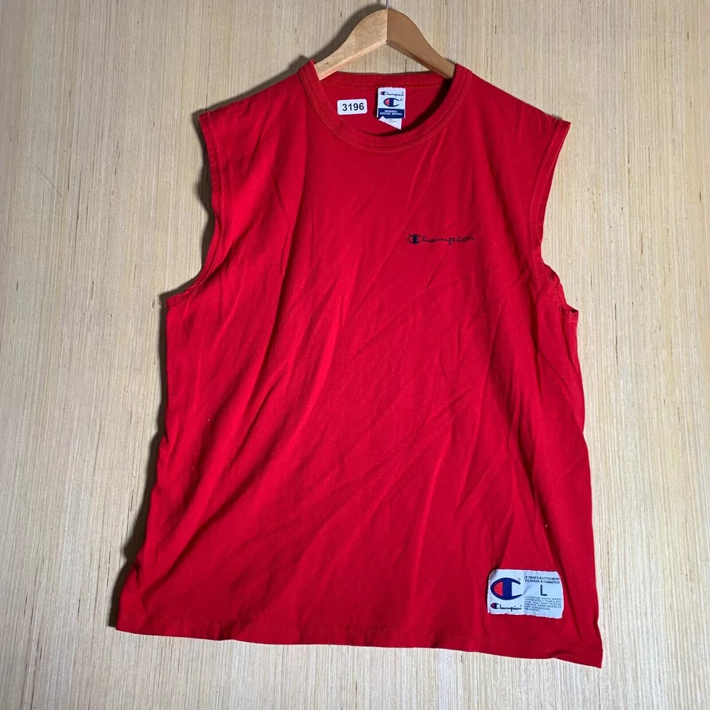 Vintage Champion Shirt Adult Large Red Sleeveless Pullover Athletic 90's