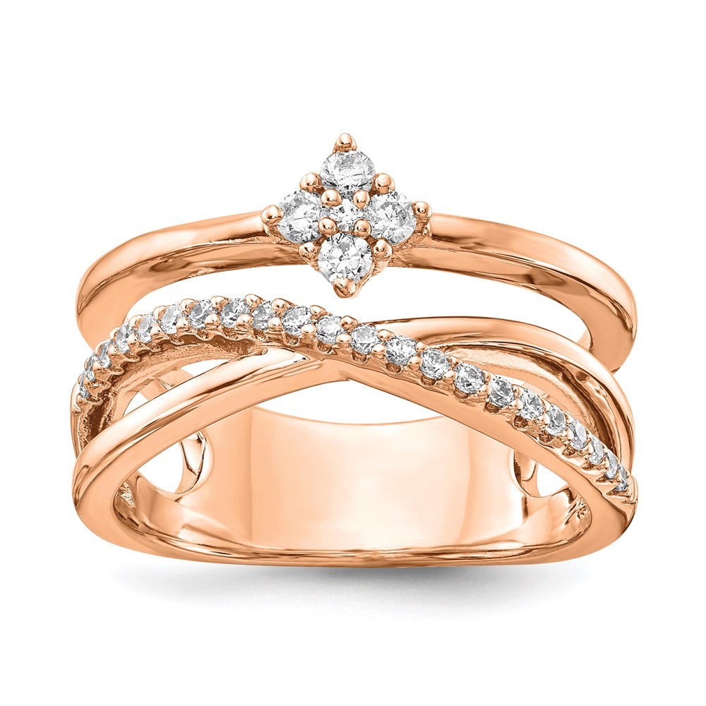 Sterling Silver Rose-tone Flash Rose Gold-plated Cubic Zirconia Ring Size 7