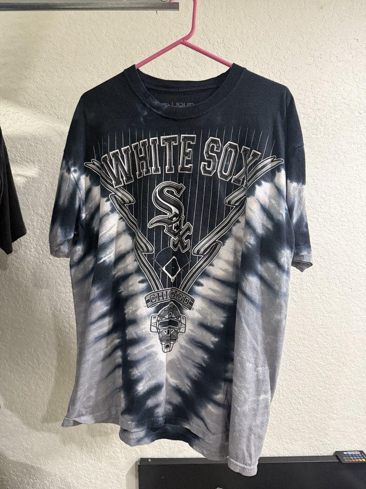 NEW YORK YANKEES LIQUID BLUE TIE DYE T SHIRT SIZE L MENS BASEBALL LOGO MLB AOP