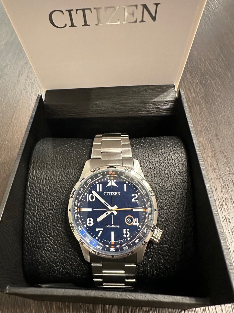 Citizen Eco-Drive Weekender 43 mm Stainless Steel Case and Band with Blue Dial