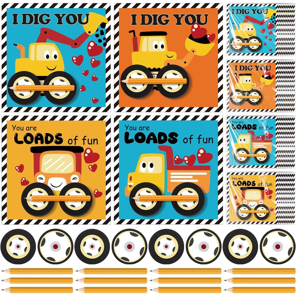Ctosree 24 Packs Construction Party Favors Bulk Construction Valentines Cards...