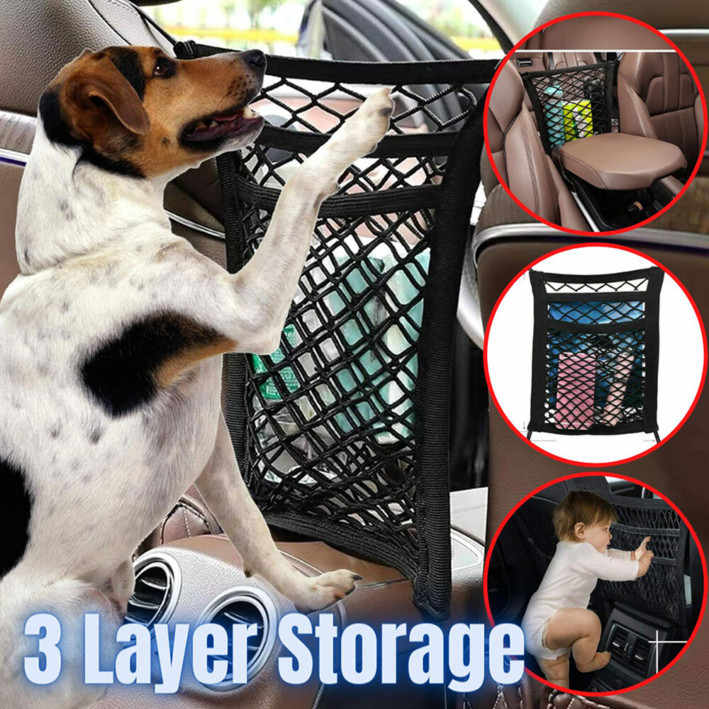 3 Layer Elastic Mesh Pocket Between Car Seat Organizer U5M6 30*25cm