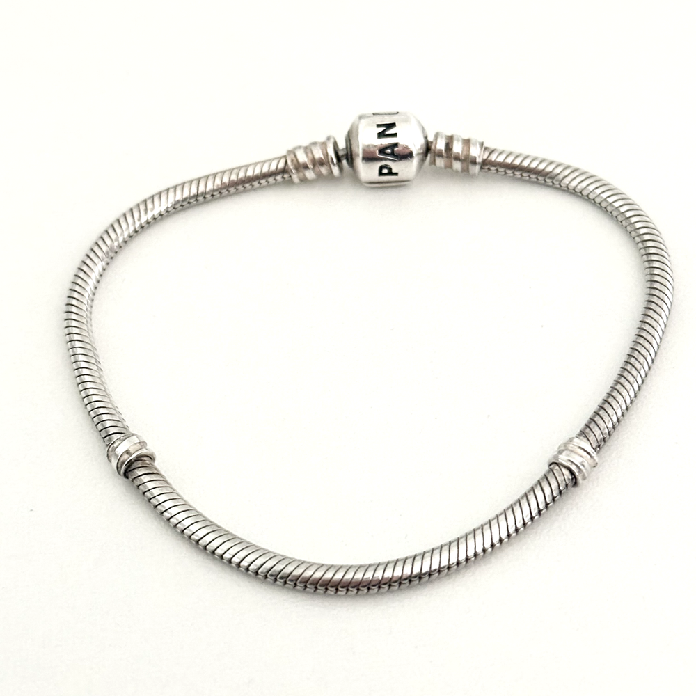 Pandora 925 Sterling Silver Moments Snake Chain Retired Charm Bracelet 7.5