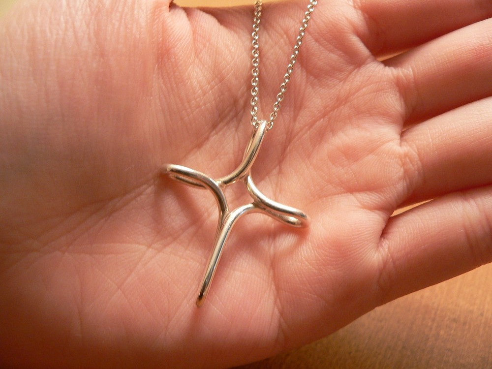 Tiffany & Co Silver Large Infinity Cross Necklace Pendant Charm Chain Gift Love