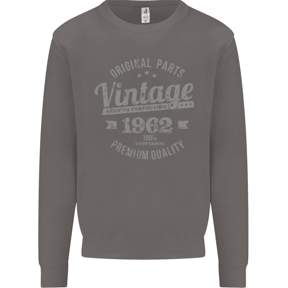 Vintage Year 63rd Birthday 1962 Mens Sweatshirt Jumper Charcoal