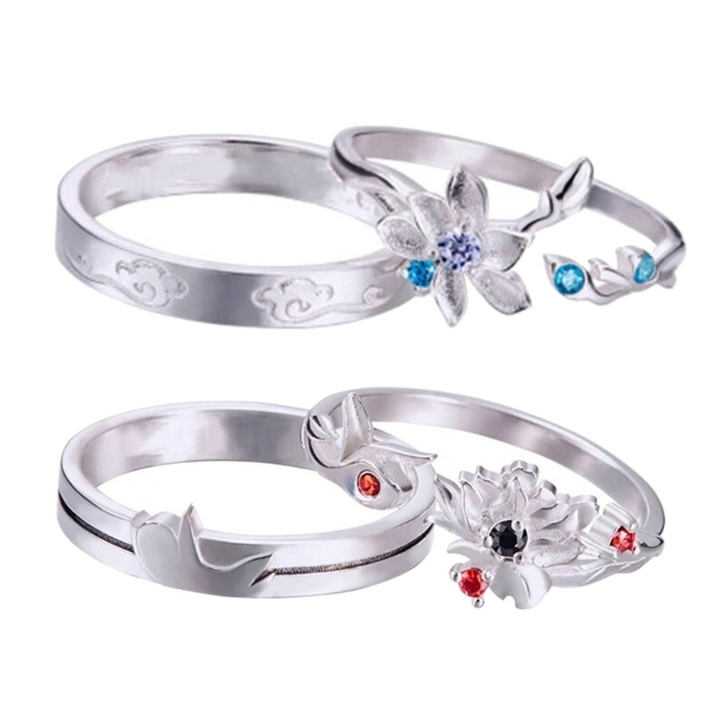 Pack of 2 Unisex Couple Rings Exquisite Alloy Accessories for Anime Enthusiasts