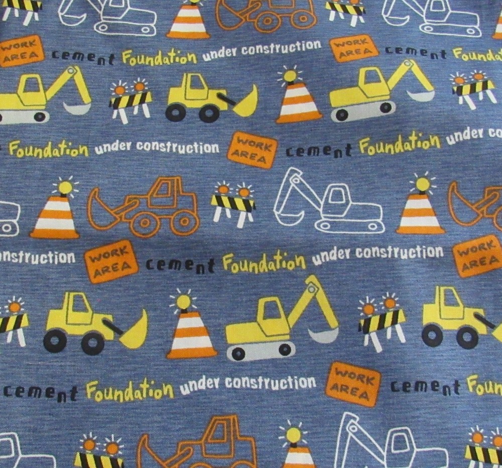 WORK AREA Juvenile Print DIGGERS Dozers Tractors Construction Cotton Fabric NEW