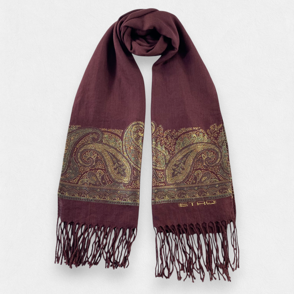 Etro Winter Wool Silk Cashmere Scarf Muffler for Men and Women