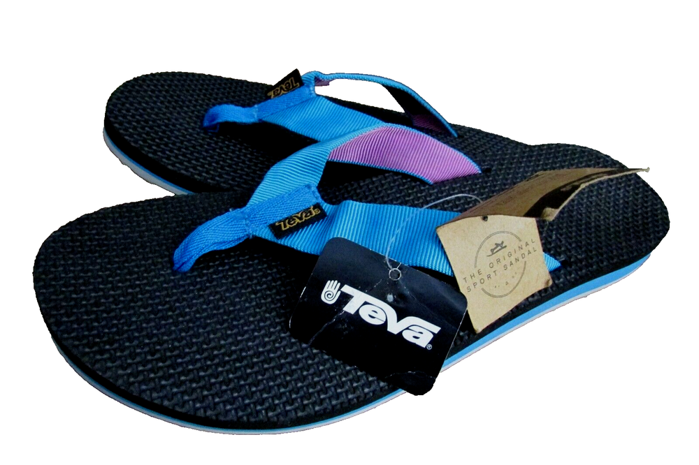 Teva Original turquoise blue/pink US 8 Slip-On comfort Flip Flops Sandals-New